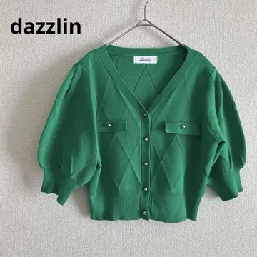 [ 미사용 ] dazzlin 다즐린 가디건 숏 기장 V넥 그린 F