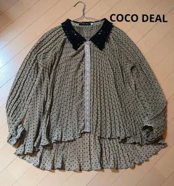 COCODEAL 시어 도트 플리츠 블라우스 옷깃 레이스 베이지