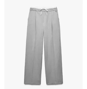 새상품 ZARA 와이드 레그 팬츠 더블 허리 밴딩 그레이 S