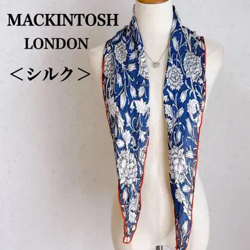 새상품급 MACKINTOSH LONDON 실크 스카프 꽃무늬 블루