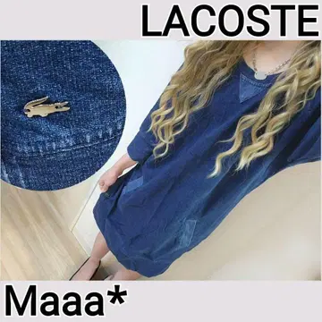 정가 고가 레어 LACOSTE 악어 플레이트 데님 원피스 초귀여움
