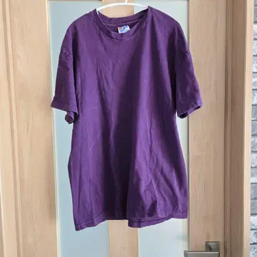 90년대 싱글 스티치 Hanes Beefy-T 보라색 티셔츠 L 사이즈