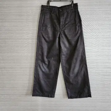 코튼 워크 팬츠 블랙 스트레이트 레그