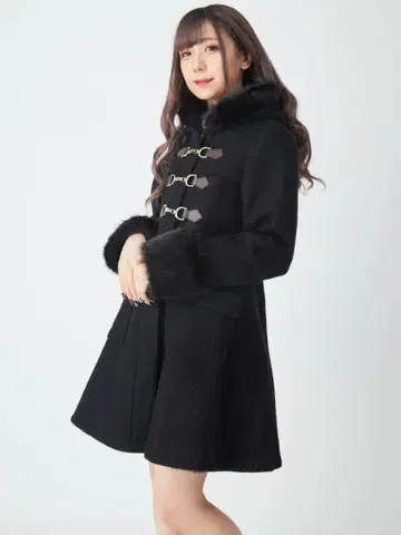 ank rouge 비트 플레어 더플 코트 블랙