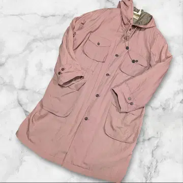 후드 부착 살몬 핑크 빅 사이즈 코트 166