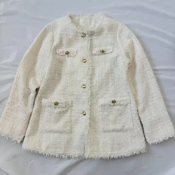 새상품급 2023년 그로브 프린지 트위드 자켓 골드 버튼