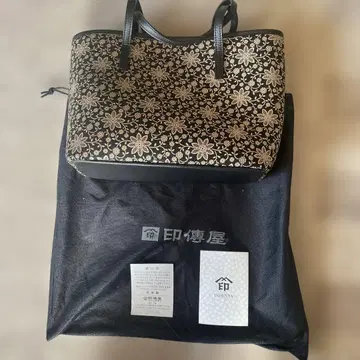 인덴야 꽃무늬 토트백 (블랙)