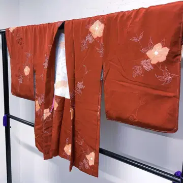 겉옷 지문 일으키기 시보리 꽃 무늬 겉옷 끈 포함 기모노 094tz