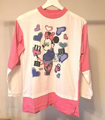 AMERICAN WEAR 미니 프린트 긴팔 T셔츠 화이트/핑크