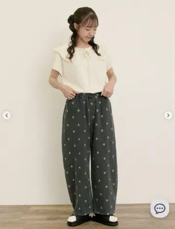 Samansa Mos2 자수 데님/히코리 커브 팬츠 S 사이즈