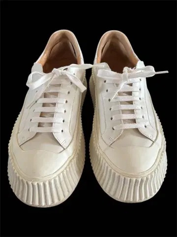 JIL SANDER 화이트 플랫폼 스니커즈 37