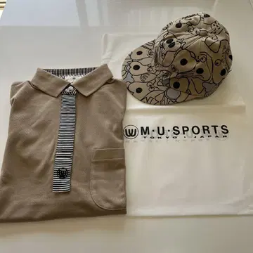M.U.SPORTS 베이지 피케 셔츠 캡 세트