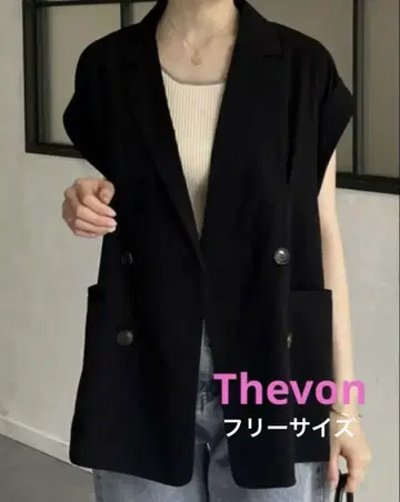 Thevon 테일러드 베스트 블랙 프리 사이즈 중고