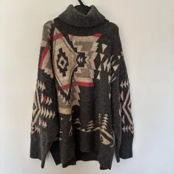 PENDLETON 기하학 패턴 오버 사이즈 풀오버 터틀넥 스웨터
