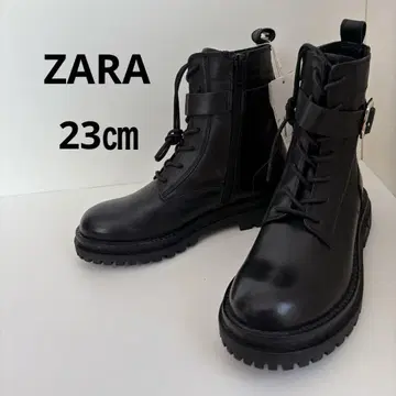 새상품 ZARA 자라 엔지니어 가죽 부츠 블랙 23cm