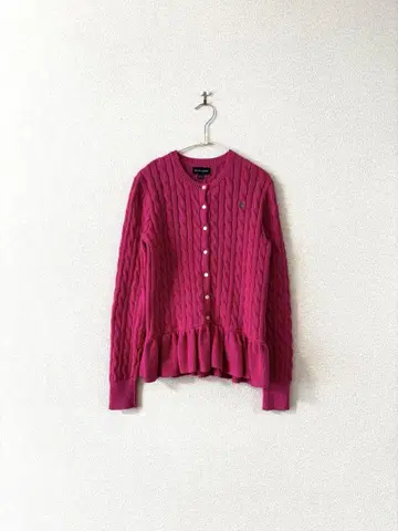 랄프 로렌 페플럼 가디건 케이블 핑크 150