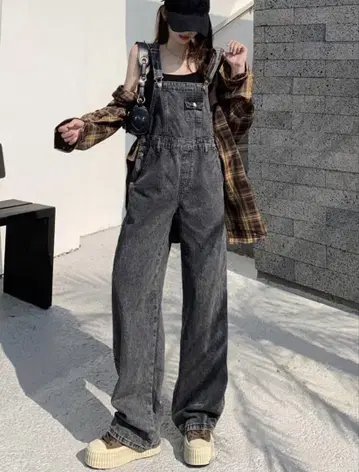 다크 그레이 데님 오버롤