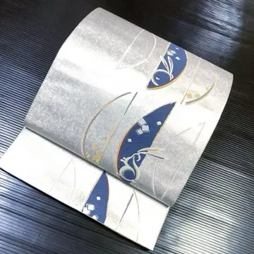 순수 실크 롯츠 후쿠로 오비 [ 토끼 실버 ]