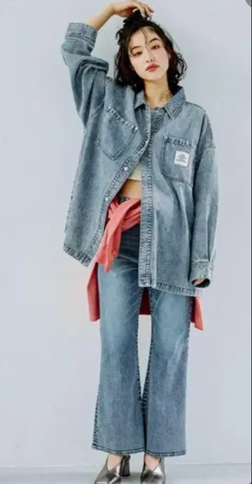 LEPSIM 렙심 BIG 데님 셔츠 야광봉 블루