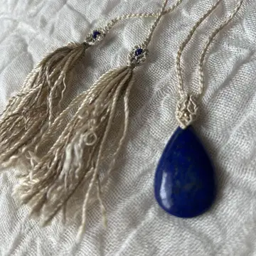 라피스 라줄리 마크라메 뜨개 펜던트 실크 실 수정