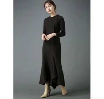 L'Or Mermaid Rib Dress 다크 브라운 M