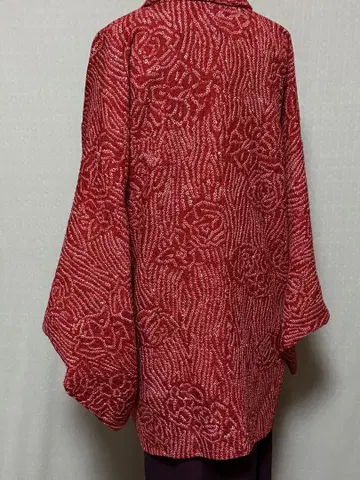 새상품급 기모노 순수 실크 총조임 장미 무늬 겉옷(겉옷 끈) 선착순