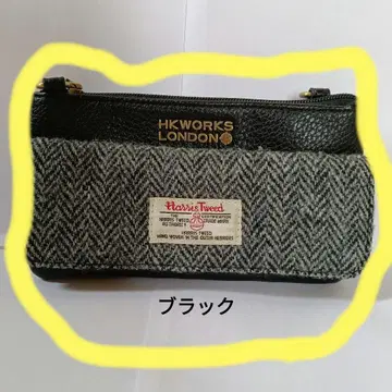 HK WORKS LONDON 장지갑 가죽 해리스 트위드