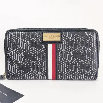 Tommy Hilfiger 장지갑 올 로고 무늬 트리콜로 네이비