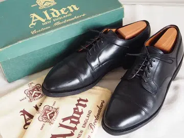 Alden 907R 블랙 스트레이트 팁 드레스 슈즈