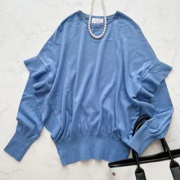 UNITED ARROWS 더블 프릴 롱 슬리브 니트
