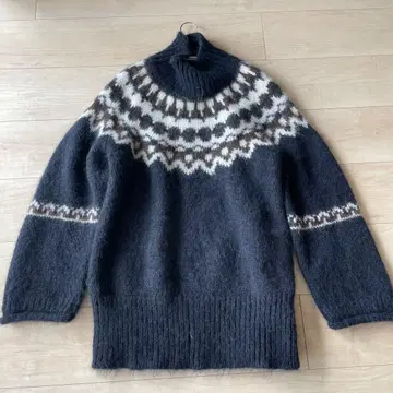 [ BATONER ] 노르딕 스웨터 네이비 모헤어 알파카