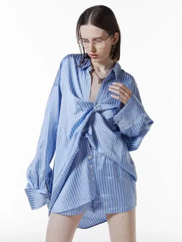JOSEMOON SATIN STRIPE SHIRT