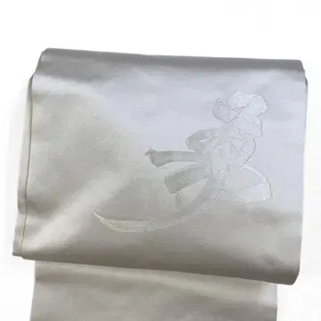 나고야 오비 한자 무늬 꿈 실버 기모노 061t