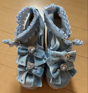 AnkRouge 벨로아 리본 통굽 스카이블루 양산형 지뢰계