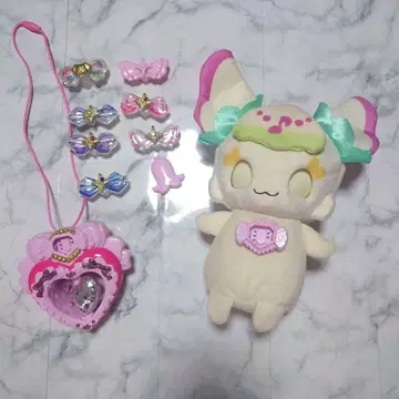 아이돌 프리큐어 눈 반짝반짝 프리룬 봉제 인형 하트 브로치 세트