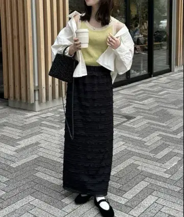 hinari 미니 프릴 스커트 블랙 FREE