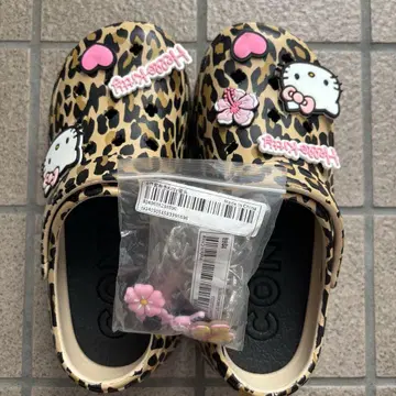 레오파드 무늬 통굽 샌들