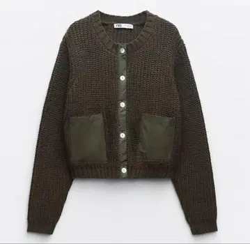 ZARA 카키 그린 니트 가디건