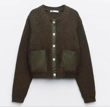 ZARA 카키 그린 니트 가디건
