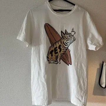 TES 고양이와 서핑보드 T셔츠 L