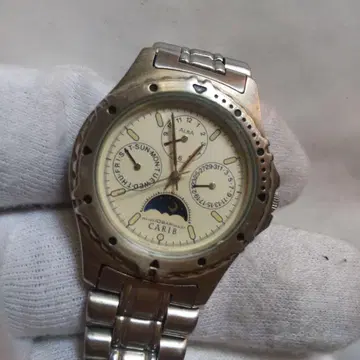 작동품 앤티크 CARIB 아날로그 쿼츠 손목시계 6B20