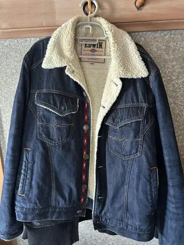 EDWIN 보아 카라 부착 데님 자켓 XL