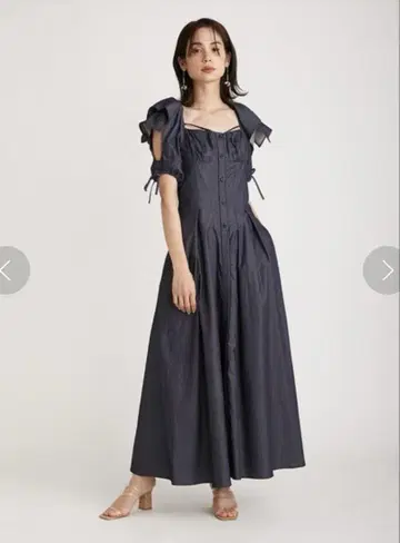 스나이델 데님 sweet 콜라보 슬리브 디자인 스퀘어넥 원피스