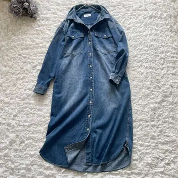 슬로브 이에나 LE DENIM 롱 데님 셔츠 원피스 인디고