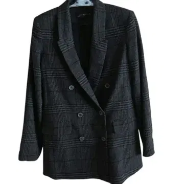 ZARA 체크 무늬 자켓 그레이 체크 탭 자켓