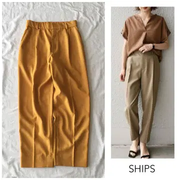 SHIPS [세탁 가능] 스트레치 드레이프감 매끈한 센터 프레스 팬츠