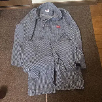 Dickies 스트라이프 오버롤 네이비