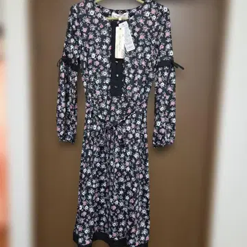 꽃무늬 긴팔 원피스 블랙