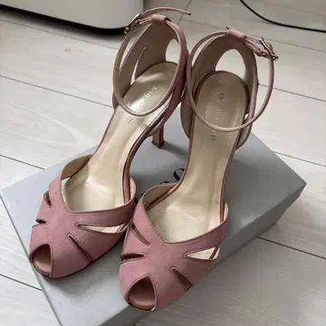 오데뜨 앤 오딜 핑크 오픈토 하이힐 펌프스 24.5cm