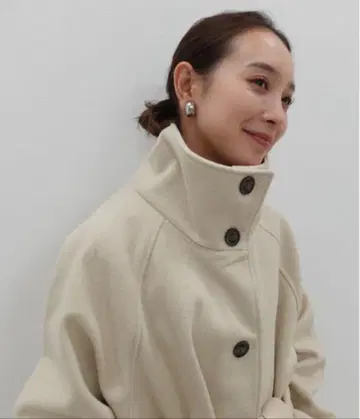 y/m 롱 코트 스탠드 카라 트렌치코트 화이트
